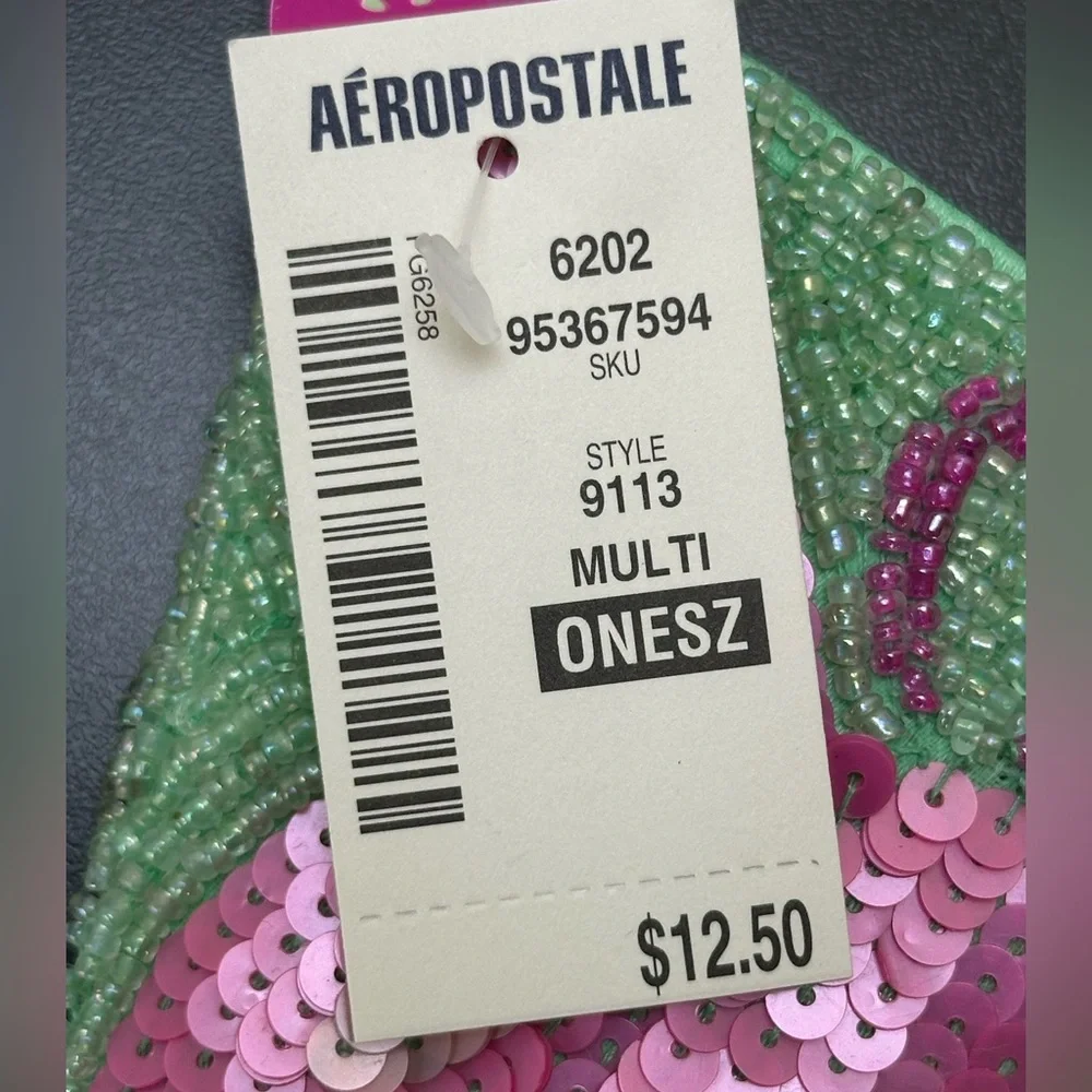 Aeropostale‎ Pink Sequin Butterfly Coin Purse Zipper Closure NWT
